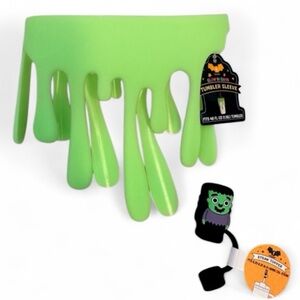 NEW! Glow in the Dark Slime Sleeve & Frankenstein Straw Topper Halloween Set-NWT